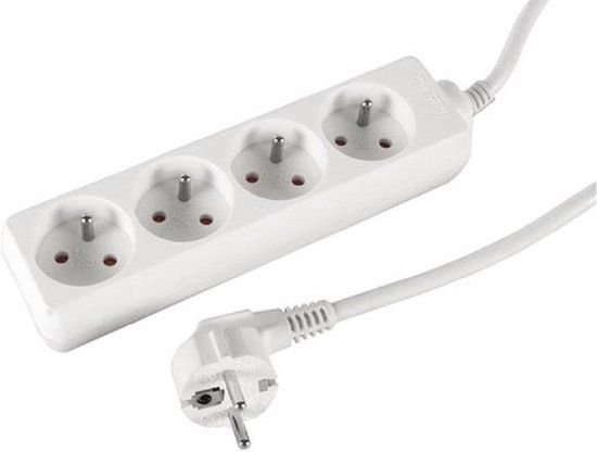Perel Stekkerdoos - 4 stopcontacten - 1.5m kabel - Wit