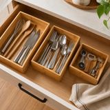 Kinvara Bestekbak/keuken organizer - 1-vaks - Tidy Smart - bamboe hout - 31 x 15 x 7 cm