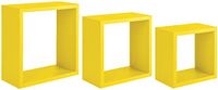 Homemania Incubo Wandrek voor wanddecoratie, woonkamer, slaapkamer, kantoor, MDF, geel, 35 x 35 x 15,5/30 x 30 x 15,5/25 x 25 x 15,5 cm