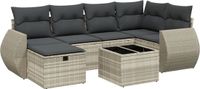 vidaXL 7-delige loungeset met kussens, polyrattan, lichtgrijs
