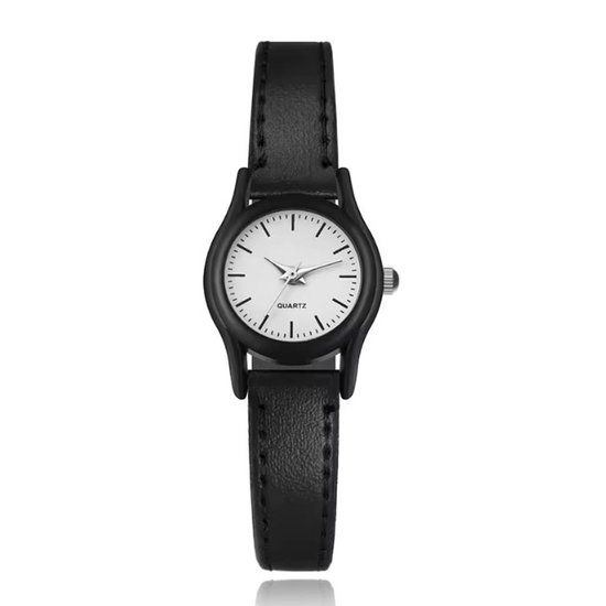 LGT JWLS Lookinggoodtoday Minimalistisch dameshorloge met wit uurwerk en zwart bandje