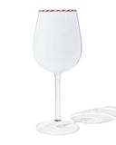 HEMA Verre à vin 400 ml avec bord en forme de canne de Noël (rouge)