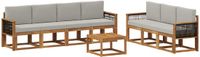 vidaXL - Bank loungeset - 7 zitplekken - Naturel en lichtgrijs - Acacia hout