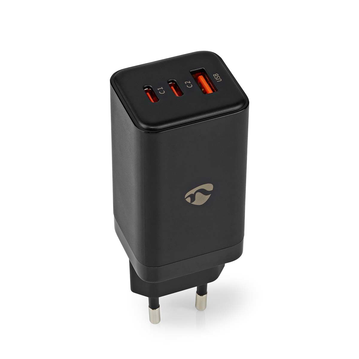Nedis 65W GaN USB-C Wall Charger - 3-Port - Black