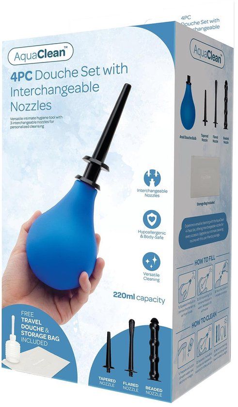 AquaClean Douche met Interchangeable Nozzle 220ml - Blauw