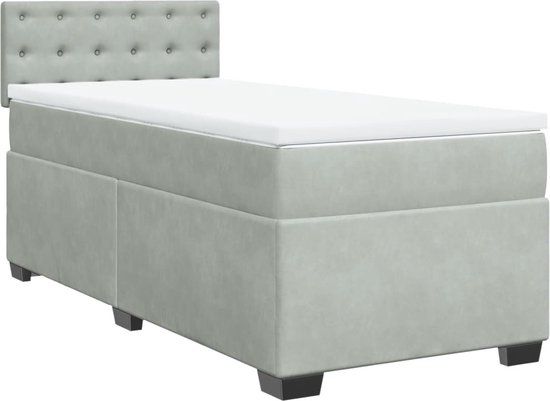vidaXL Boxspring met matras fluweel lichtgrijs 80x200 cm