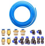 Tuyau pneumatique 10 m - Tuyau d'air comprimé flexible - Polyuréthane (PU) - 6 mm/4 mm - 8 raccords - Haute résistance à la pression