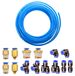 Tuyau pneumatique 10 m - Tuyau d'air comprimé flexible - Polyuréthane (PU) - 6 mm/4 mm - 8 raccords - Haute résistance à la pression