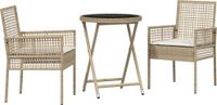 vidaXL Bistro Set 3-delig Beige Polyrotan