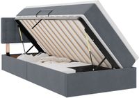 vidaXL Opbergbed met hoofdeinde, donkergrijs, 90 x 190 cm, fluweel