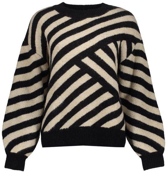 Geisha Trui Met Streepdessin 54570 29 Sand/black Dames Maat S