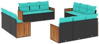 vidaXL 12-delige tuinbankset met kussens zwart polyrotan
