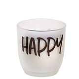 SPAAS Geurloze kaars in mat glas, ± 25 uur 'Happy' - wit