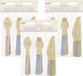 Merkloos Houten bbq/verjaardag bestek setje - pastel kleuren - 108x delig - vorken/messen/lepels