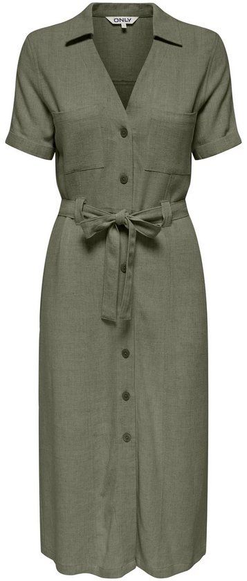 ONLY ONLSIESTA SS LIN BL SHIRT DRESS PNT NOOS Dames Jurk - Deep Lichen Green - XS