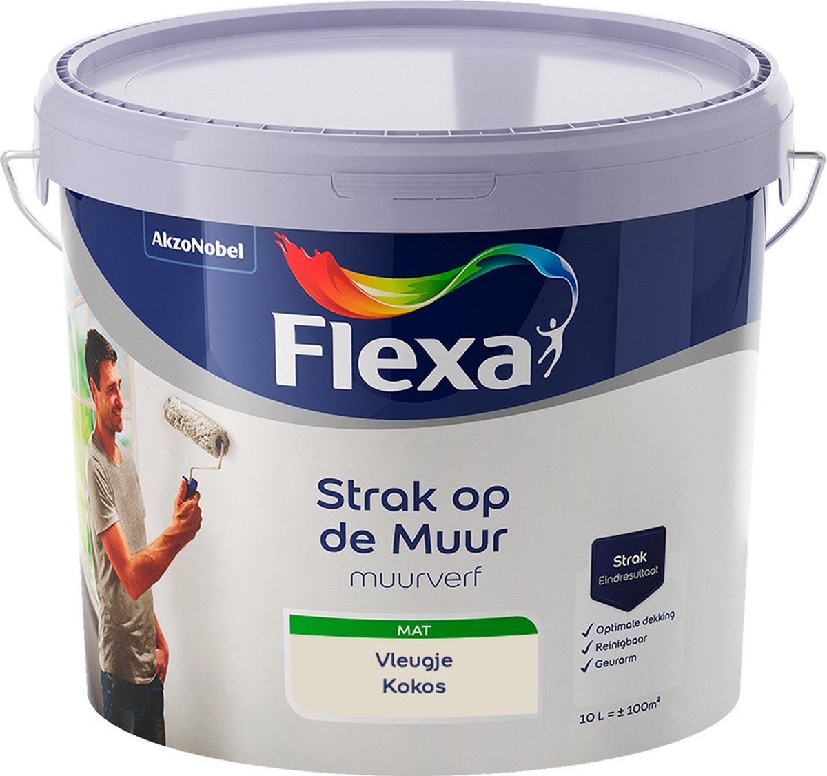FLEXA Strak op de Muur Muurverf - Mat - Mengkleur - Vleugje Kokos - 10 liter