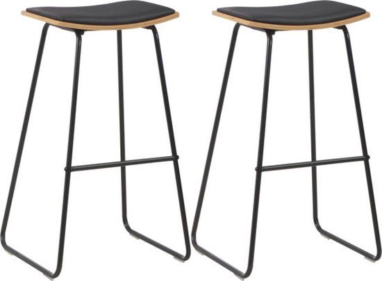 vidaXL Barstoelen 2 stuks Kunstleer Zwart