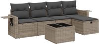 vidaXL 6-delige Loungeset met Kussens Poly Rattan Grijs