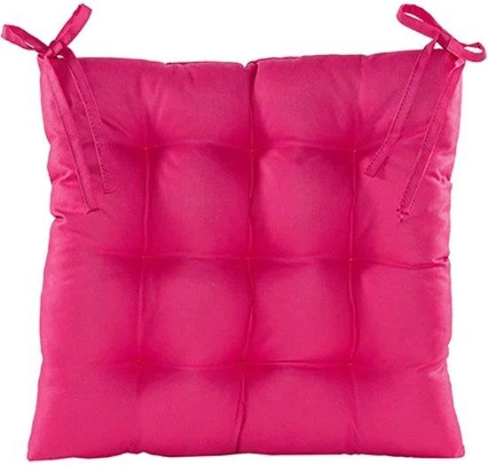 Anna's Collection Stoelkussen gewatteerd - fuchsia roze - 38 x 38 cm