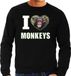 Bellatio Decorations I love monkeys trui met dieren foto van een Chimpansee aap zwart voor heren - cadeau sweater apen liefhebber S