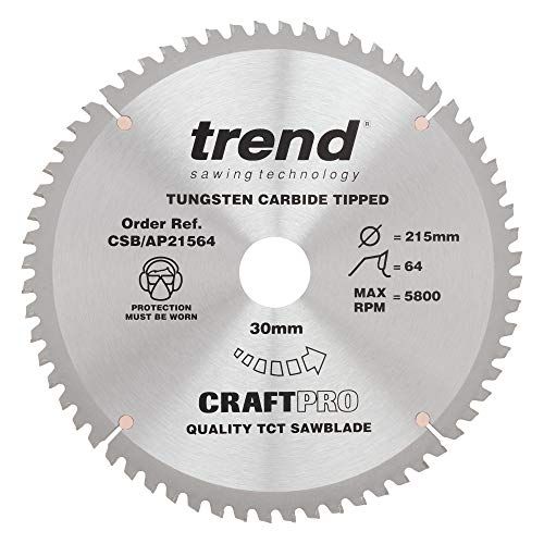 Trend CraftPro Werkblad - TCT Cirkelzaagblad - 215mm - 64T - Aluminium & Kunststof