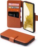 MobyDefend Luxe Leren Wallet Bookcase voor Samsung Galaxy S22 - Lichtbruin