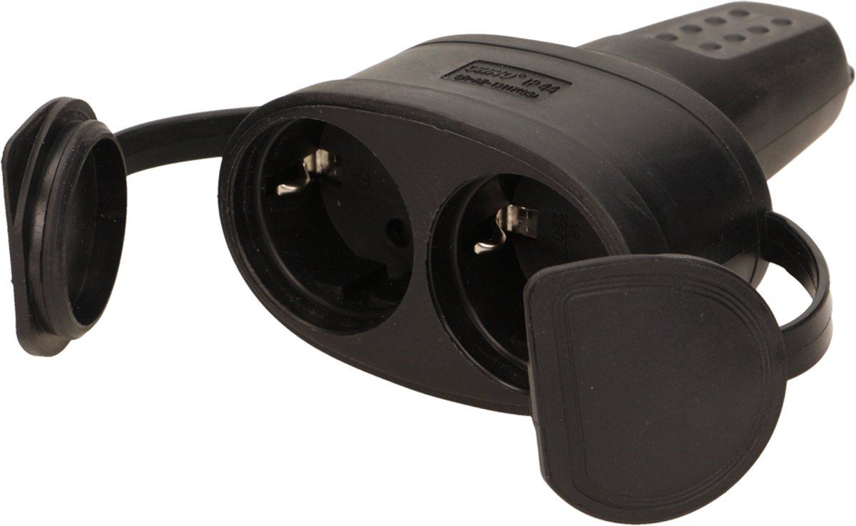 Orno Dubbele contrastekker - Stroomstekker - Massief rubber - IP44