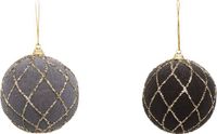 BEAU by Bo Kerstballen Set van 8 - Grijs - Fluweel - 8 cm - Kunststof