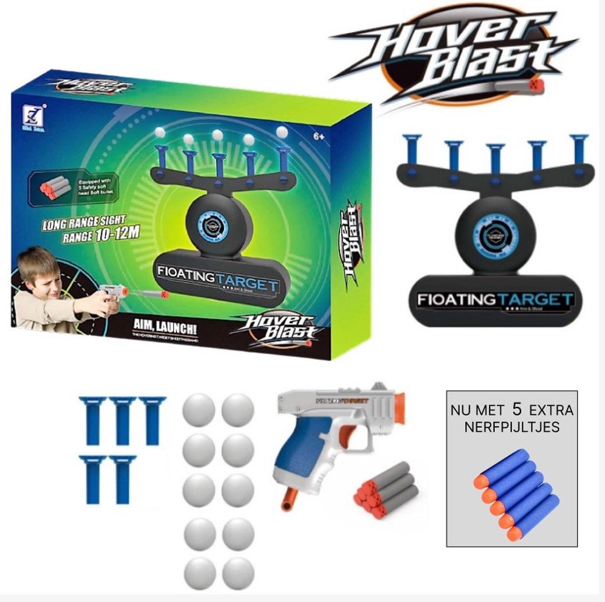 Zh1 Lun Schietspel | Hover Blast Floating Ball Shooting Game | Target Shooting | Floating Ball | Schietspel met Balletjes Zweven | SpeelgoedBlaster met Zwevende Balletjes | Nerf Pistool | NerfBlaster | Drinkspel | Schietspel voor Kinderen en Volwassenen