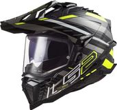 LS2 MX701 Explorer Carbon Edge Adventure Helm - Zwart/Grijs/Fluoriserend geel - XL