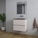 Saniclass Chaci Badkamermeubelset - 60x46x55cm - keramische wastafel zwart - 1 wasbak - zonder kraangat - 2 lades - rechthoekige spiegel - mat cotton (beige)