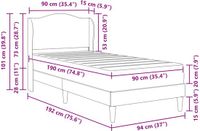 vidaXL Bedframe met hoofdeinde Lichtgrijs 90 x 190 cm Fluweel