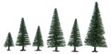 10 arbres modèles, 5-14 cm, vert foncé, adaptés aux échelles H0/TT