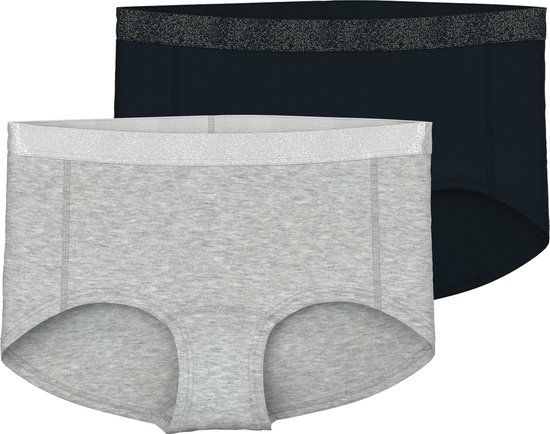 Name it Hipster 2-Pack Vrouwen Zwart Effen 95% Katoen, 5% Elastaan Maat 122/128