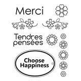 Artemio mini-stempel, transparant, motief: Merci, boog, 7 x 9 cm