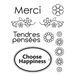 Artemio mini-stempel, transparant, motief: Merci, boog, 7 x 9 cm