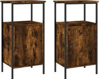 vidaXL Nachtkastjes - Set van 2 - Bewerkt Hout - Gerookt Eikenkleurig - 41x31x80 cm