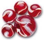 Don Juan Haan kleintje knikkers 21x stuks - rood mix - glas