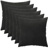 vidaXL Kussensloop 6 pcs Heerlen Zwart 50 x 50 cm Fluweel