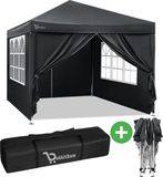 BukkitBow Partytent 3x3 Easy Up met Zijwanden - Opvouwbaar - Pop Up Feesttent - Tuinpaviljoen - Grijs