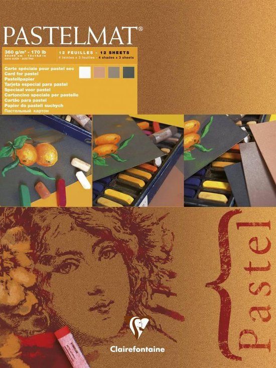 Clairefontaine Pastelmat Nr 2 30 x 40 cm - 12 vellen - Bruin, Antraciet, Wit en Lichtbruin