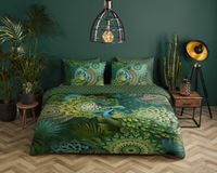 HIP dekbedovertrek mandalas & pauw - Lits jumeaux 240x200/220 cm - Groen - 100% Katoen satijn