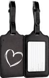 kwmobile 2x bagagelabel voor koffer - Bagagelabels van kunstleer - 11 x 7 cm - Set van 2 in wit / zwart