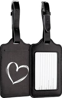 kwmobile 2x bagagelabel voor koffer - Bagagelabels van kunstleer - 11 x 7 cm - Set van 2 in wit / zwart