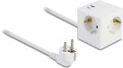 Delock Extension Socket Cube 3-way with childproof lock and USB PD 3.0 charger 20 W, 1.5 m cable, white