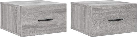 vidaXL Nachtkastjes 2 stuks wandgemonteerd 35x35x20 cm grijs sonoma eiken