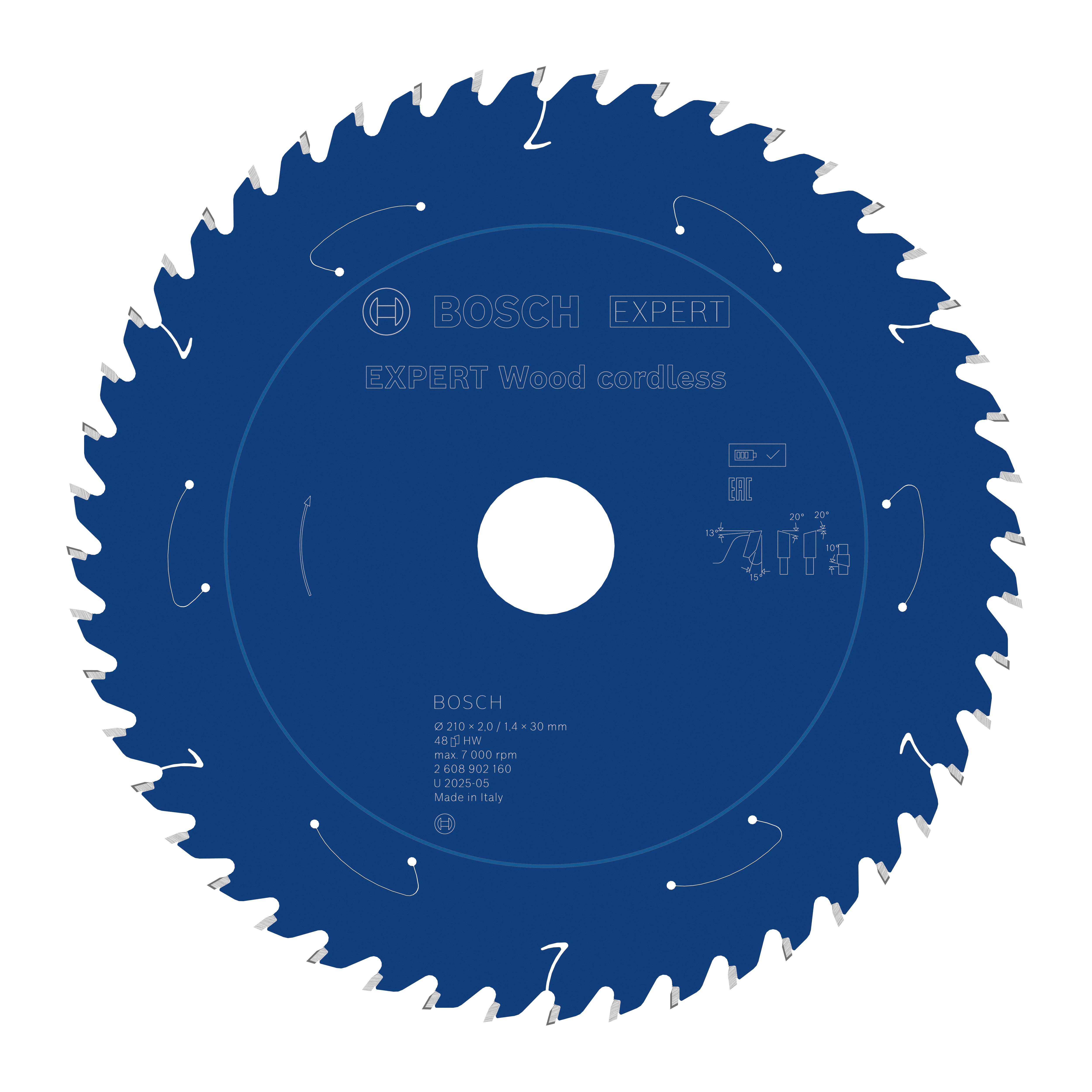 Bosch Accessoires EXPERT Wood cordless Cirkelzaagblad | 210 x 2/1,4 x 30 mm | T48 - 2608902160
