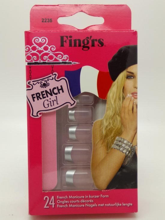 Fing Rs FRENCH GIRL 24 French manicure nagels met natuurlijke lengte 2235 SILVER