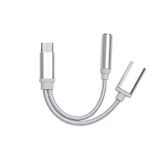 Adapter Sony Adapter type C/klinkstekker voor Sony Xperia 10 Plus smartphone oplader 2 in 1 hoofdtelefoon (zilver)