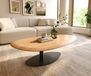 Vibany Table basse Edge Oval 140x75 cm chêne naturel bord arrondi métal noir